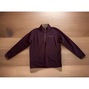 Eddie Bauer Sweater Mens XL Radiator Fleece 1/4 Quarter Zip Pullover Wine Maroon